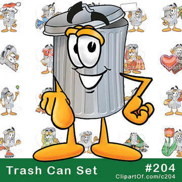 Clipart Picture of a Garbage Can Mascot Cartoon Character Holding a Fish on  a Fishing Pole by Mascot Junction #12784