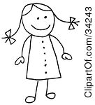 Clipart Illustration of a Happy Stick Boy And Girl by C Charley-Franzwa ...